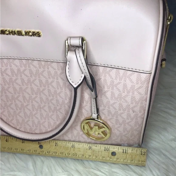 Michael kors pink monogram mk logo barrel satchel - Picture 16 of 16